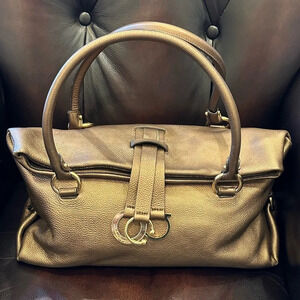 Gorgeous Rare Salvatore Ferragamo Bronze Metallic Leather Satchel NEW w/o Tags